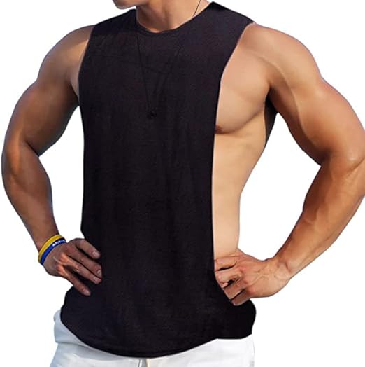 41gjrvESChL._AC_SX522_.jpg Men's Sleeveless Muscle Stringer Tank Top Cut Open - Image 1