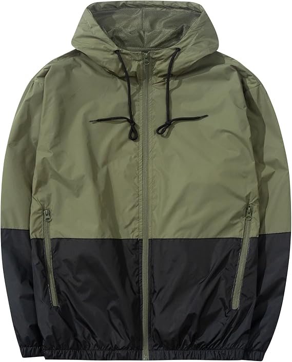 619Khpru5wL._AC_SX569_.jpg Men's Lightweight Windbreaker Jackets Outdoor Hooded Pocket Raincoat Jacket - Image 1