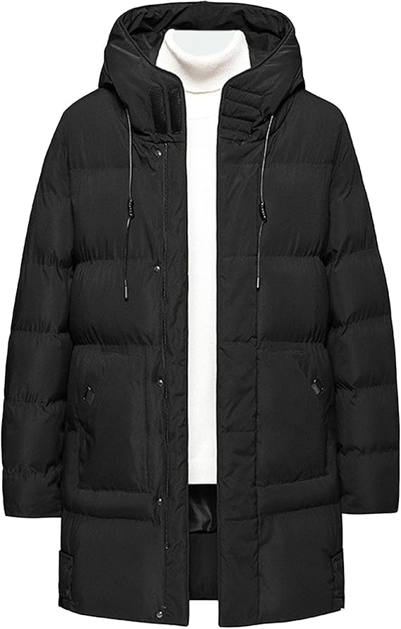 61lBfuDsrrL._AC_SX569_.jpg Men'S Classic Windproof Hooded Long Winter Warm Puffer Down Coat Thicken Cotton Puffer Jacket Coat Hooded - Image 1