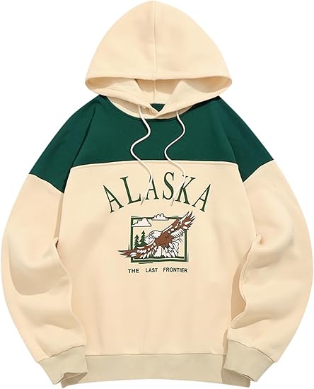 61t5JgFa7sL._AC_SY550_.jpg Men's Hooded Sweatshirt Graphic Colorblock Two Tone Fleece Lined Pullover Thermal Hoodie - Image 1