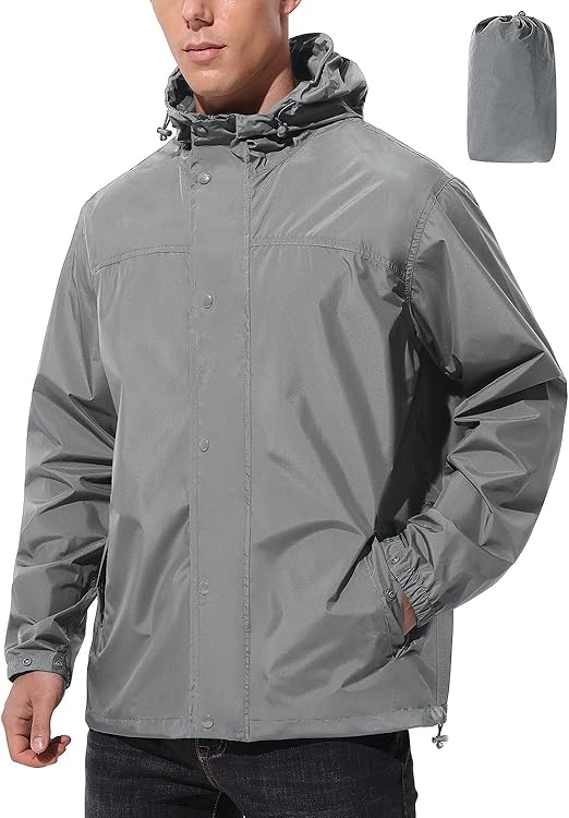 71jylsxC6OL._AC_SX522_.jpg Mens Lightweight Rain Jacket Waterproof Windbreaker Packable Rain Coat with Hood for Golf Running Hiking Travel - Image 1