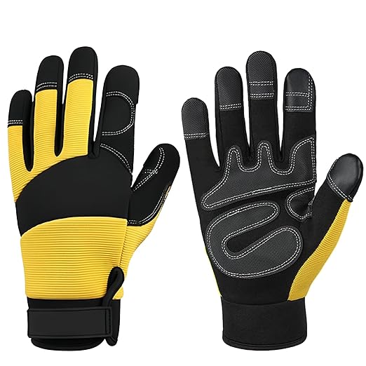 71q0bhc5lFL._SX522_.jpg Work Gloves Men with Wear-resistant Rubber Patch on Palm - Image 1