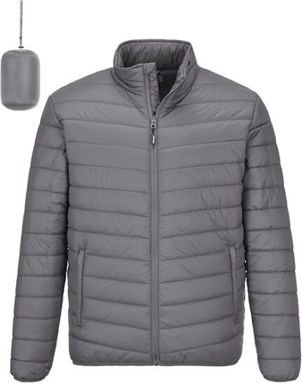 Outdoor Ventures Men's Lightweight Packable Puffer Winter Jacket Insulated Puffy Coat for Snow Ski Hiking Travel