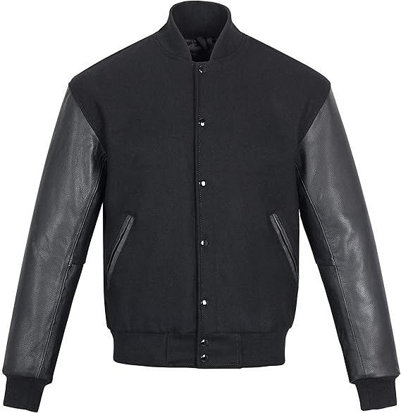 91slCsMGRaL._AC_SX569_.jpg Varsity Jacket Wool and Leather - Image 1