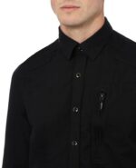 Black Chest Zip Pocket Denim Shirt - Image 3