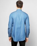 Longline Curved Hem Denim Shirt - Image 2