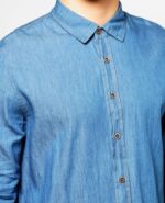 Longline Curved Hem Denim Shirt - Image 3